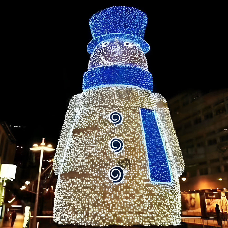 Custom Giant Walk-through Snowman Light Sculpture, Waterproof Outdoor LED Snowman Arch Lantern for Christmas Light Show
