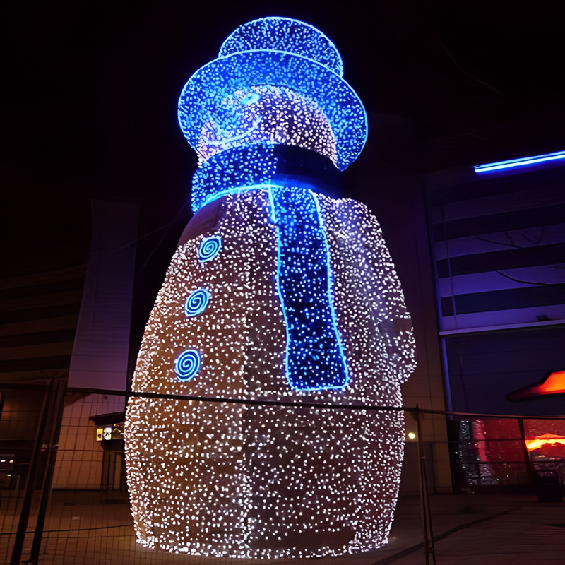 Custom Giant Walk-through Snowman Light Sculpture, Waterproof Outdoor LED Snowman Arch Lantern for Christmas Light Show