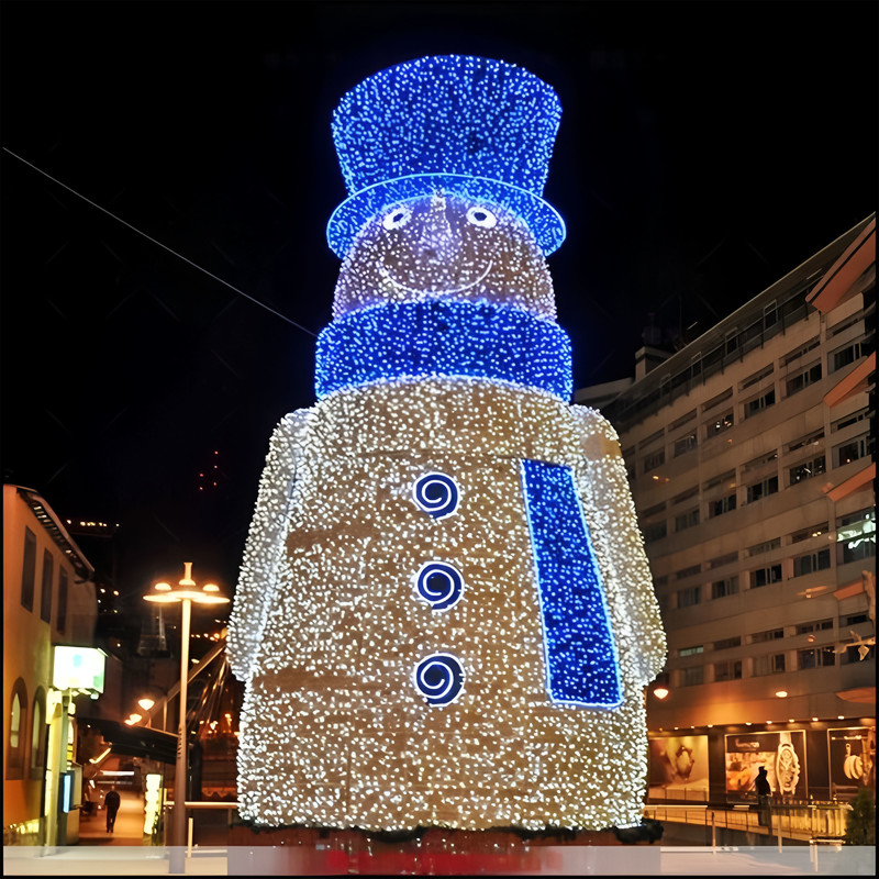 Custom Giant Walk-through Snowman Light Sculpture, Waterproof Outdoor LED Snowman Arch Lantern for Christmas Light Show