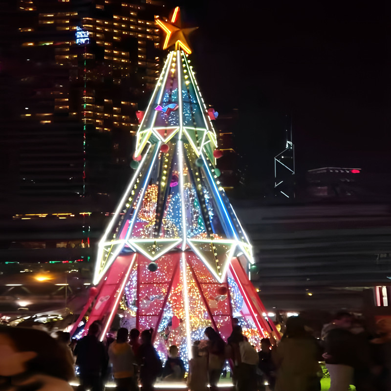 Custom Circus Themed Walk-through Christmas Tree Lantern, Outdoor Colorful LED Giant Light Tree for Shopping Mall Festival Light Show