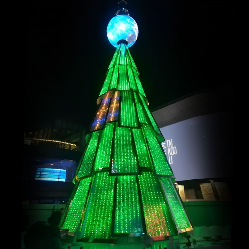 Large Outdoor RGB LED Metal Frame Christmas Tree, Waterproof Giant Lighted Christmas Tree for City Plaza Shopping Mall Holiday Decoration