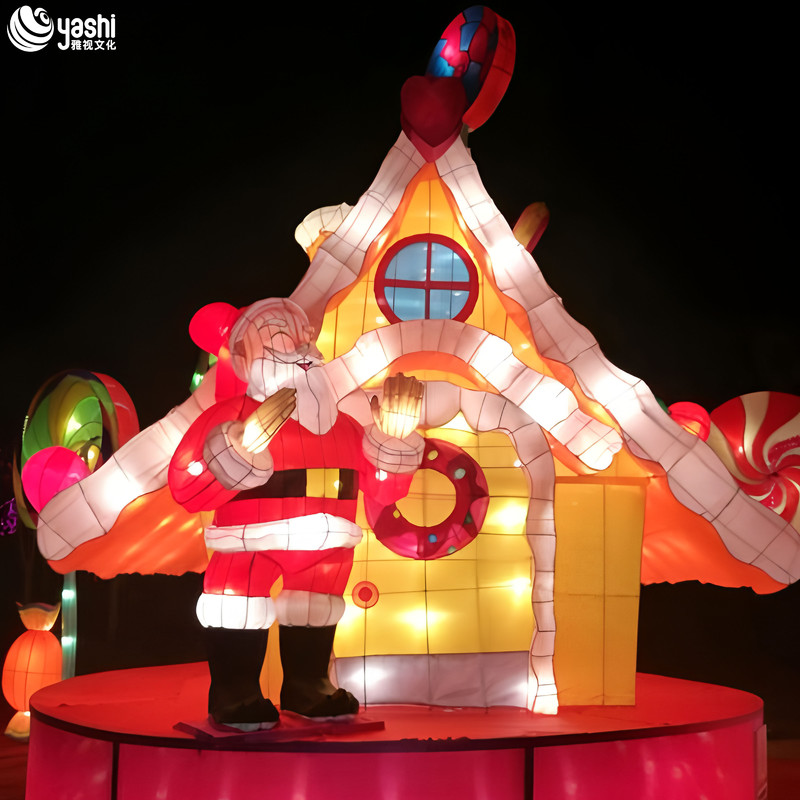 Custom Multi-Character Christmas Lantern Set, Outdoor LED Snowman Gingerbread Man Light Sculpture for Shopping Mall Christmas Light Show