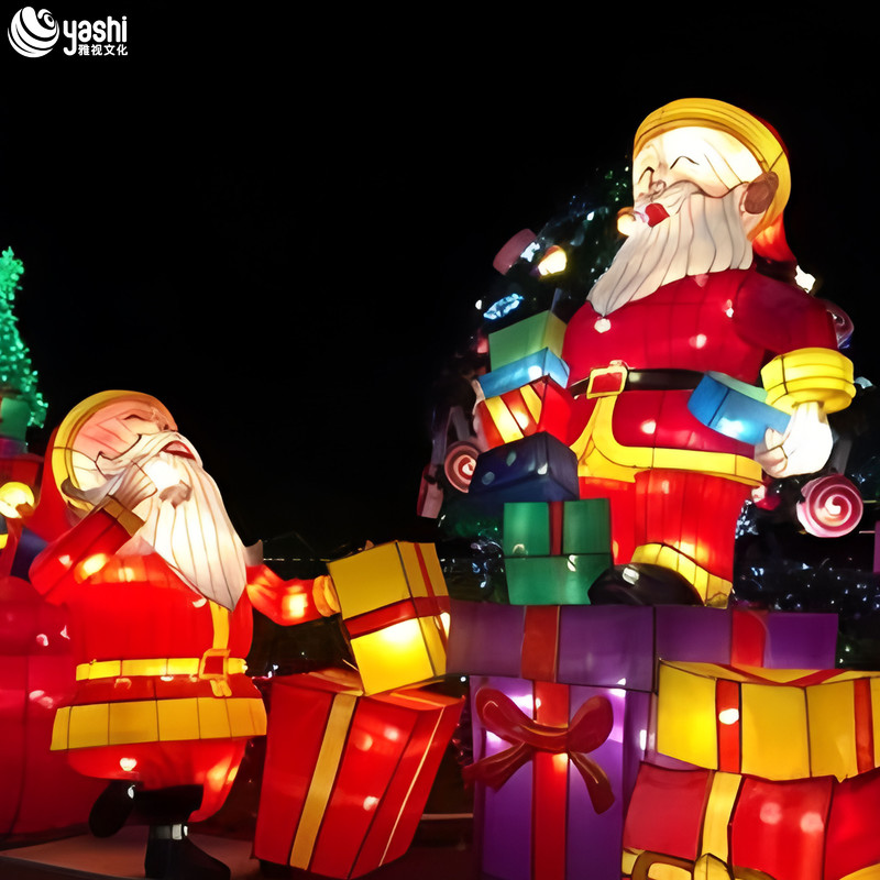 Custom Multi-Character Christmas Lantern Set, Outdoor LED Snowman Gingerbread Man Light Sculpture for Shopping Mall Christmas Light Show