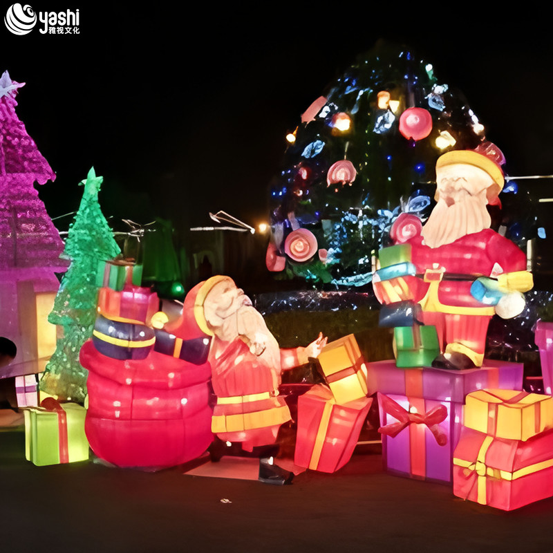 Custom Multi-Character Christmas Lantern Set, Outdoor LED Snowman Gingerbread Man Light Sculpture for Shopping Mall Christmas Light Show