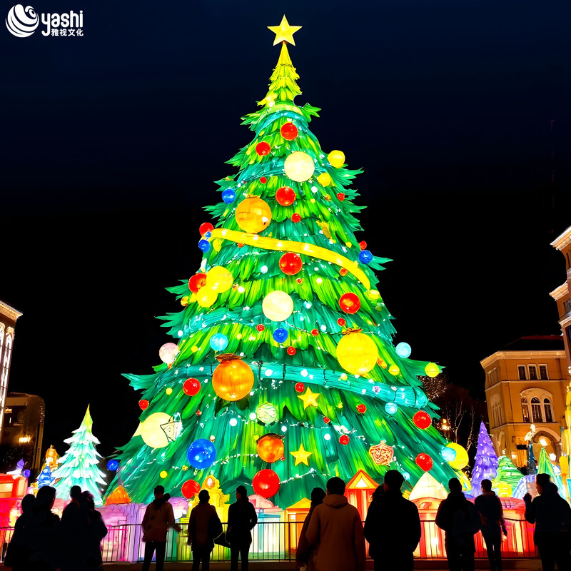 Custom Giant Fabric Christmas Tree LED Lantern, Outdoor Waterproof Illuminated Xmas Tree Light Sculpture for Light Festival