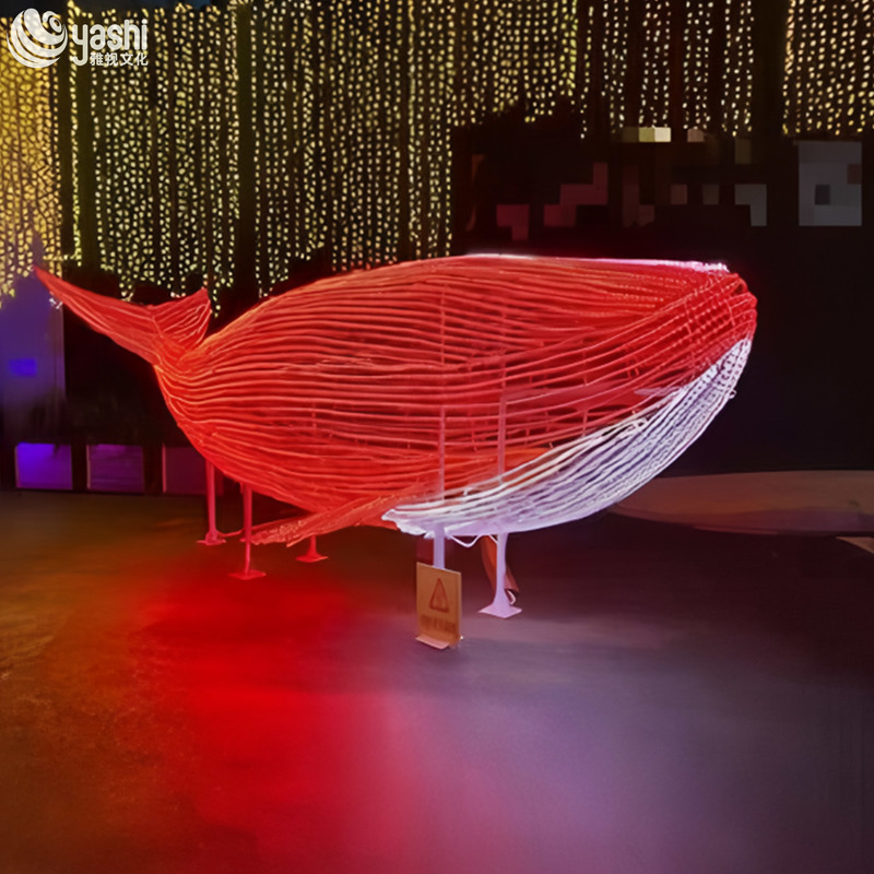 Custom Giant LED Whale Light Sculpture, Outdoor Waterproof Wire Frame Whale Light for Ocean Theme Park & Festival Light Show