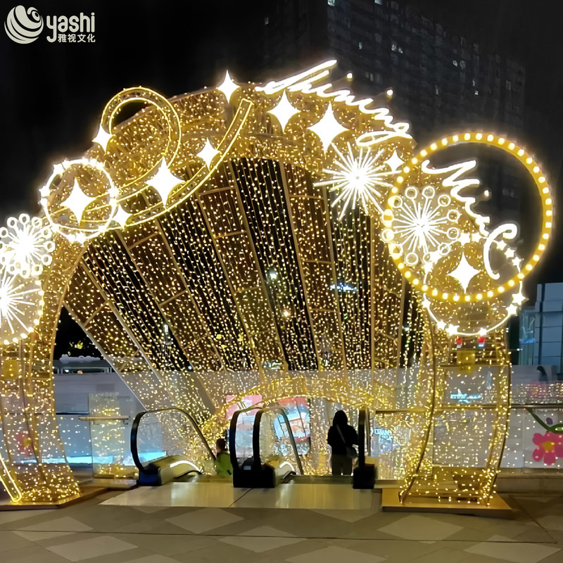 Custom Giant Star Wire Frame Light Arch, Outdoor LED Lighting Entrance Arch for Shopping Mall Night Event & Festival Decoration