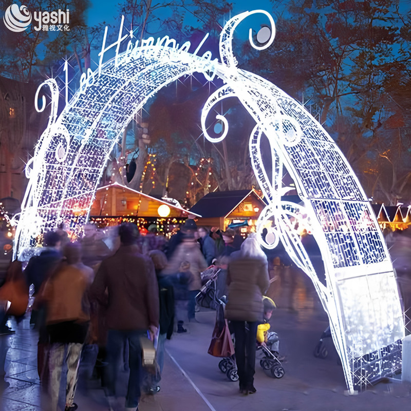 Grote handgemaakte LED-boogpoort met draad voor winkelcentrum en festivaldecoratie