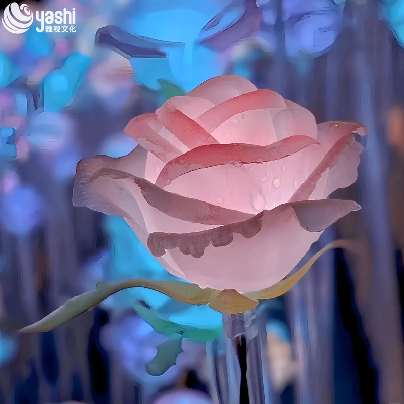 Custom LED Rose Flower Light Stakes, Color Changing Outdoor Rose Sea Light for Park Ocean & Romantic Night Light Exhibition
