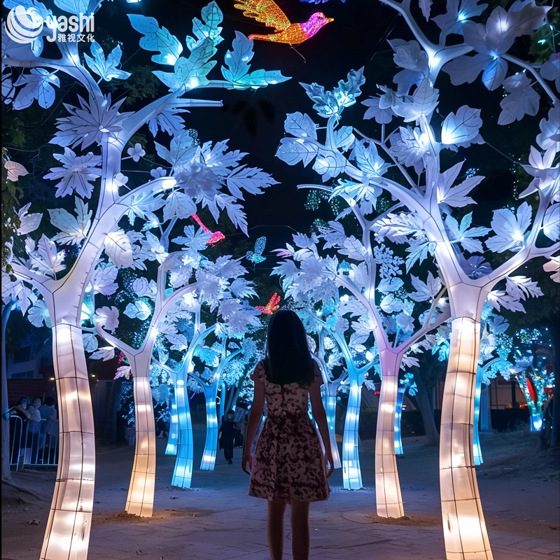 LED Light Tree with Hollow Flower Lights, Outdoor Wire Frame Light Tree Sculpture for Park Night Tour & Light Festival