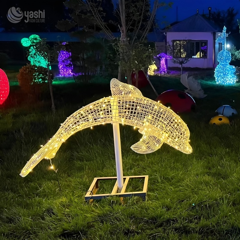 Custom Peacock LED Light Sculpture, Outdoor Waterproof Animal Motif Light Display for Park & Light Festival