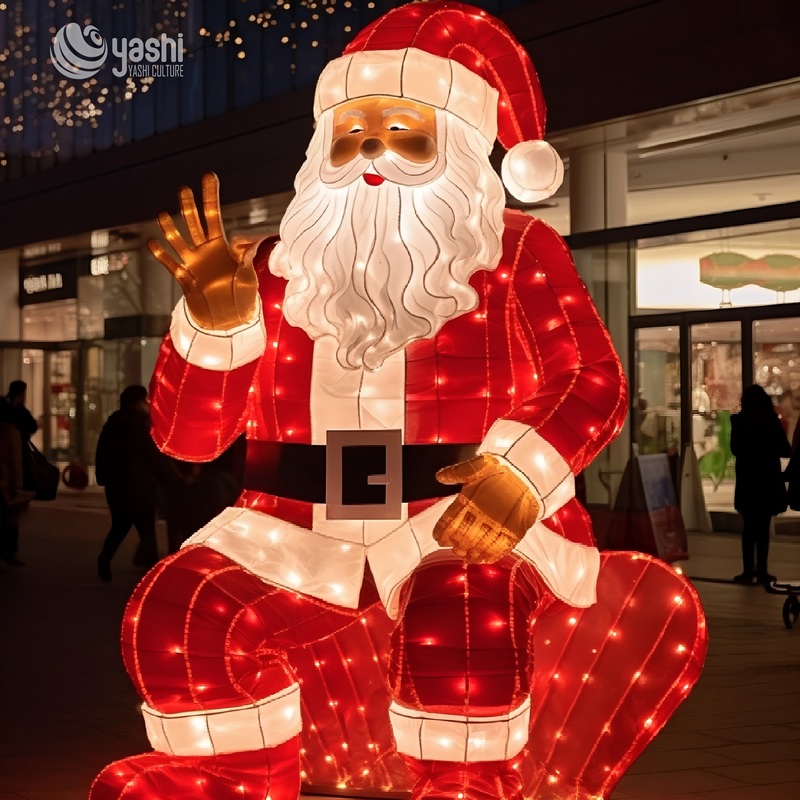 Giant Sitting Santa Claus LED Light Sculpture, Outdoor Commercial Christmas Motif Light Decoration