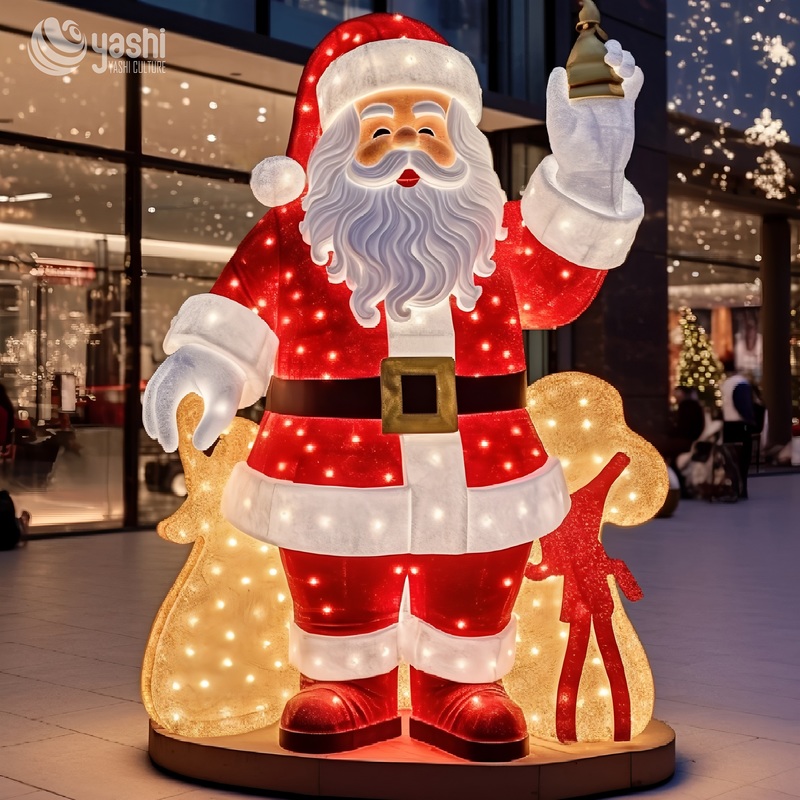 Giant Sitting Santa Claus LED Light Sculpture, Outdoor Commercial Christmas Motif Light Decoration
