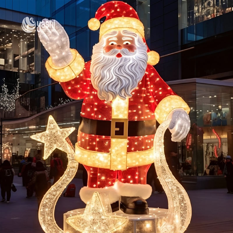 Giant Sitting Santa Claus LED Light Sculpture, Outdoor Commercial Christmas Motif Light Decoration
