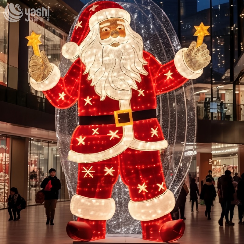 Giant Sitting Santa Claus LED Light Sculpture, Outdoor Commercial Christmas Motif Light Decoration