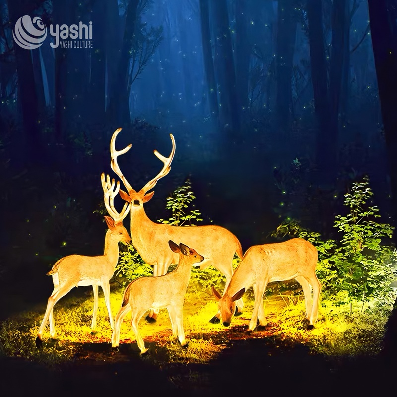 Custom Large LED Lighted Reindeer & Sleigh Sculpture, Outdoor Waterproof Christmas Light Decoration For Mall Plaza Display