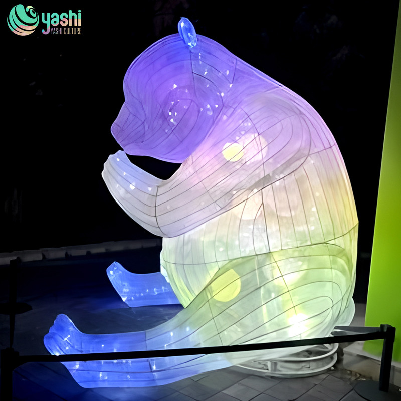 Custom Gradient Color Giant Bear Zigong Lantern, LED Cartoon Animal Light Sculpture for Shopping Mall Indoor & Outdoor Festival Decoration