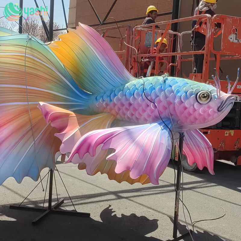 Lanterne da pesce in tessuto di seta impermeabile colorato per eventi festivi e feste