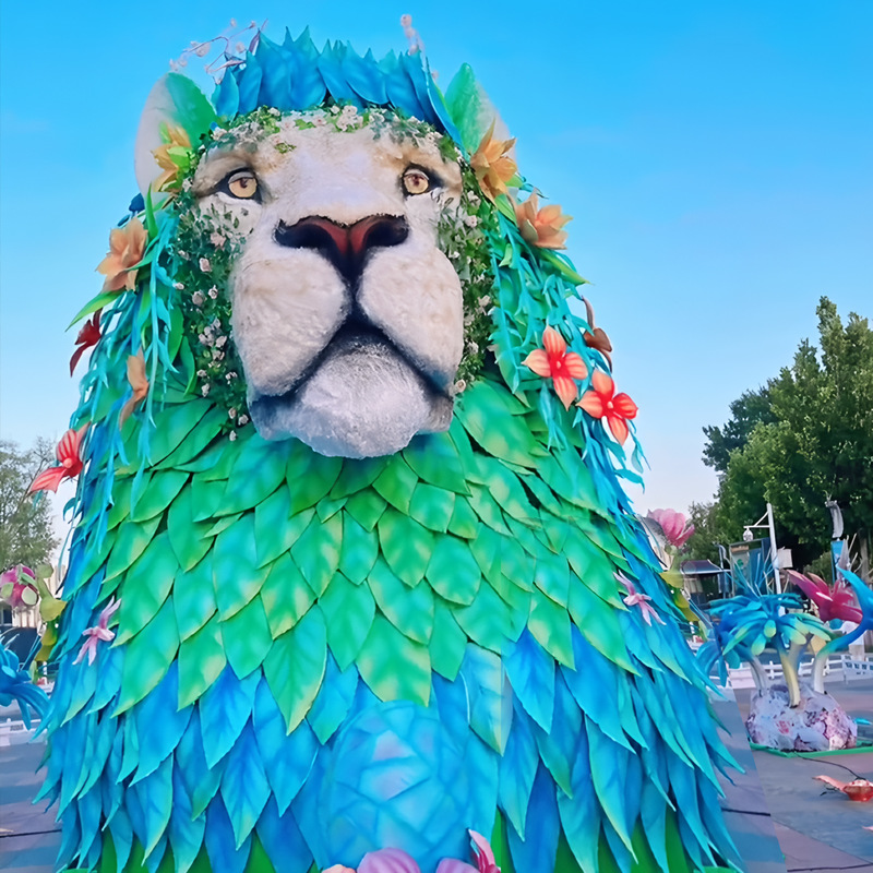 High-Quality Lion Sculpture Lantern for Outdoor Decor and Themed Light Shows