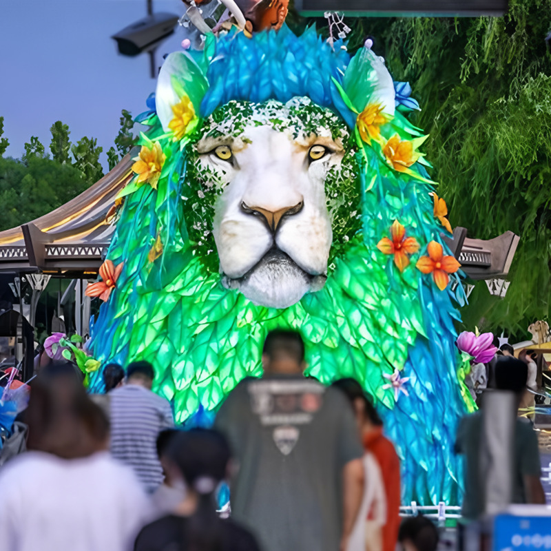 High-Quality Lion Sculpture Lantern for Outdoor Decor and Themed Light Shows