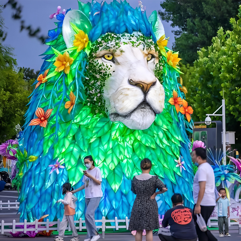 High-Quality Lion Sculpture Lantern for Outdoor Decor and Themed Light Shows