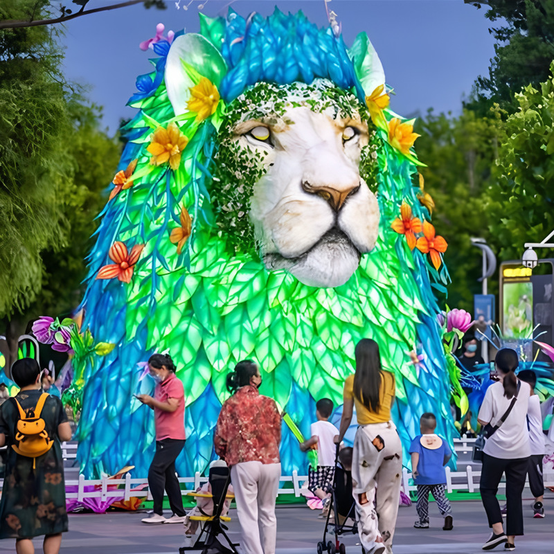 High-Quality Lion Sculpture Lantern for Outdoor Decor and Themed Light Shows