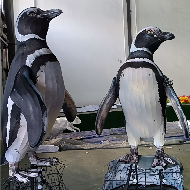 Custom Penguin Family Zigong Lantern Set, Giant LED Winter Animal Light Sculpture for Outdoor Plaza Christmas & Winter Festival Show