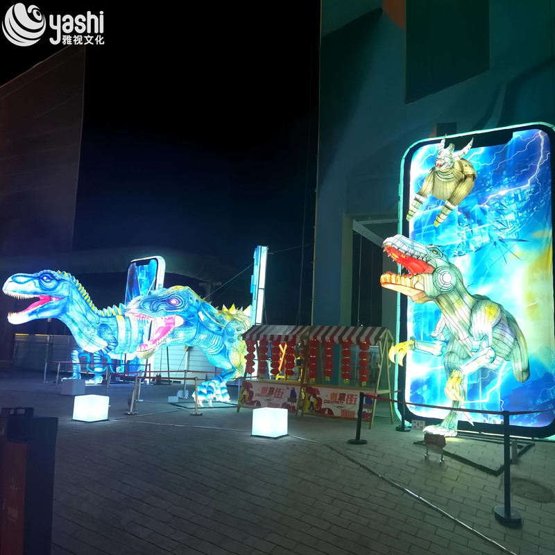 Custom Sci‑Fi Mecha Velociraptor Zigong Lantern, Giant LED Mechanical Dinosaur Light Sculpture for Theme Park Night Festival
