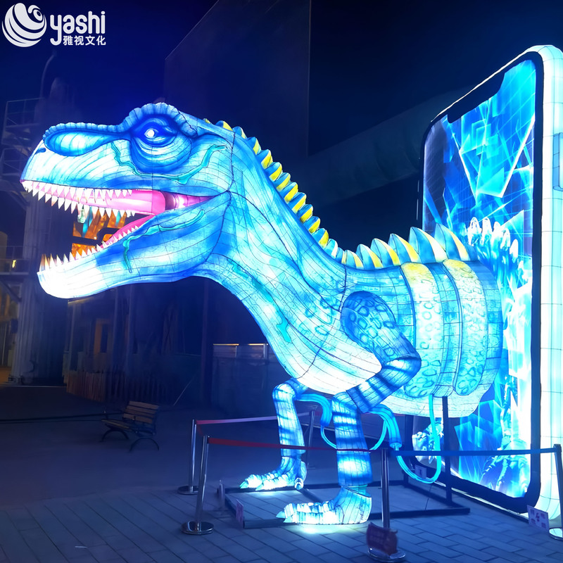 Custom Sci‑Fi Mecha Velociraptor Zigong Lantern, Giant LED Mechanical Dinosaur Light Sculpture for Theme Park Night Festival