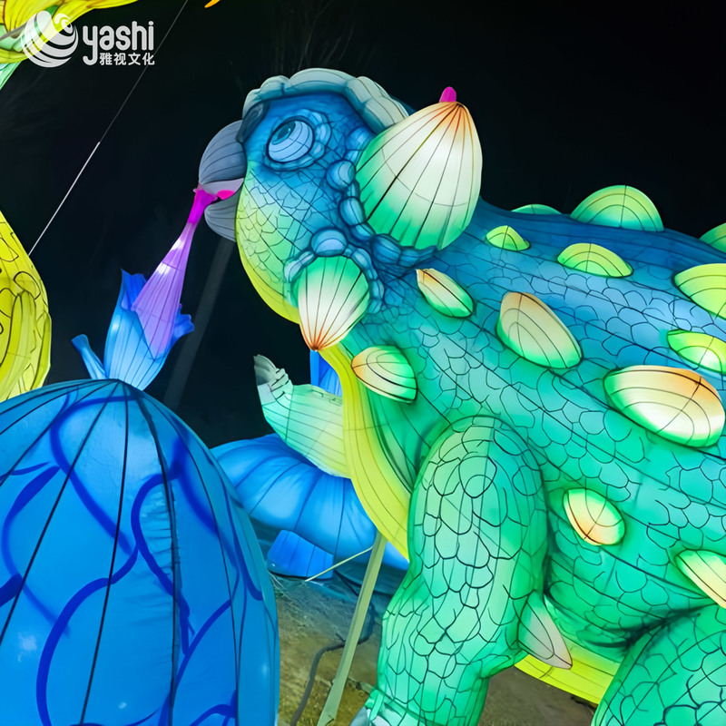 Custom Ankylosaurus Dinosaur Zigong Lantern, Giant LED Dinosaur Light Sculpture for Dino‑Theme Park & Night Festival