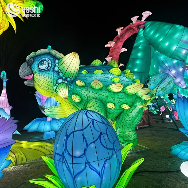 Custom Ankylosaurus Dinosaur Zigong Lantern, Giant LED Dinosaur Light Sculpture for Dino‑Theme Park & Night Festival