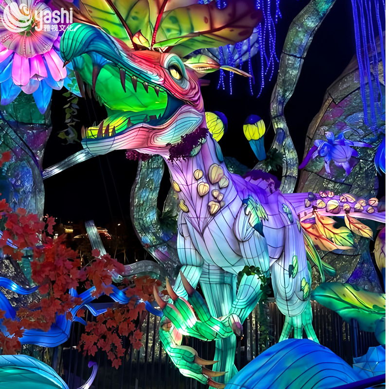 Custom Fantasy Mythical Beast Zigong Lantern, Colorful Jungle Creature LED Light Sculpture for Outdoor Festival Light Show