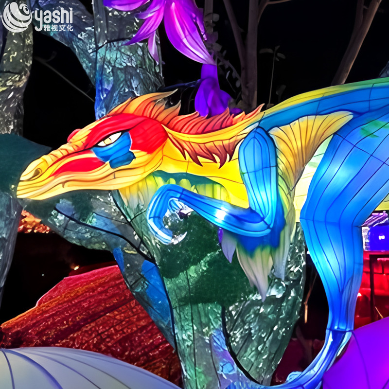 Lifelike Dinosaur Sculptures with LED Outdoor Lighting - Perfect for Theme Parks and Outdoor Decor