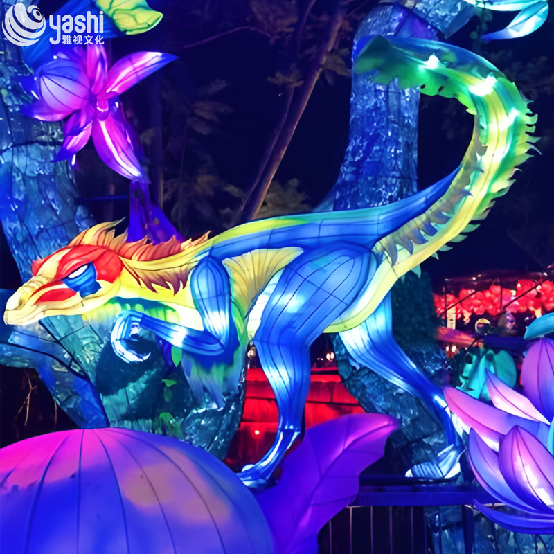 Lifelike Dinosaur Sculptures with LED Outdoor Lighting - Perfect for Theme Parks and Outdoor Decor