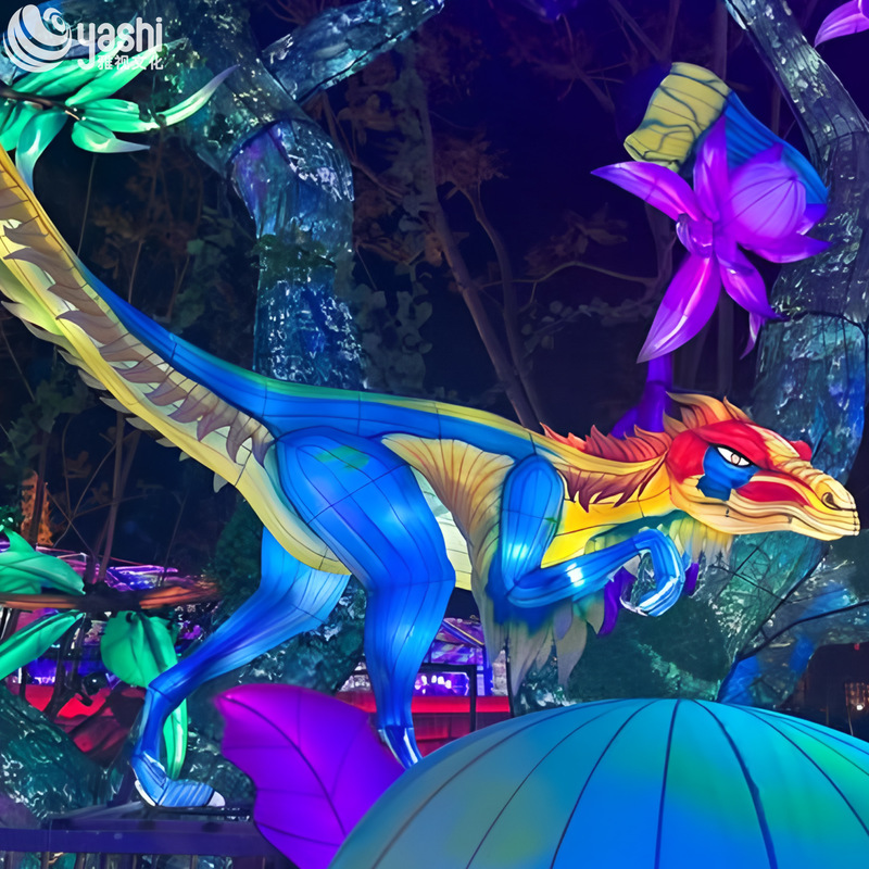 Lifelike Dinosaur Sculptures with LED Outdoor Lighting - Perfect for Theme Parks and Outdoor Decor