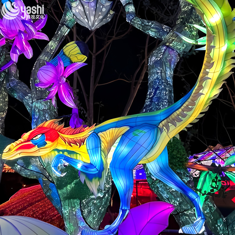 Lifelike Dinosaur Sculptures with LED Outdoor Lighting - Perfect for Theme Parks and Outdoor Decor