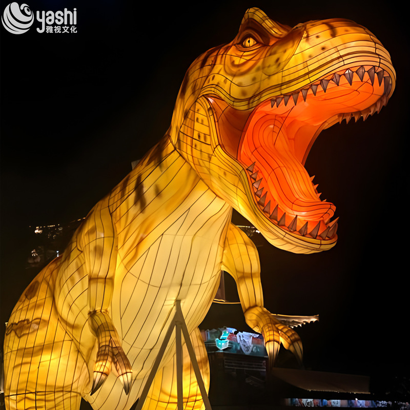 Custom T‑Rex & Velociraptor Dinosaur Lantern Set, Giant LED Dinosaur Light Sculpture for Jurassic Theme Park Outdoor Festival Show