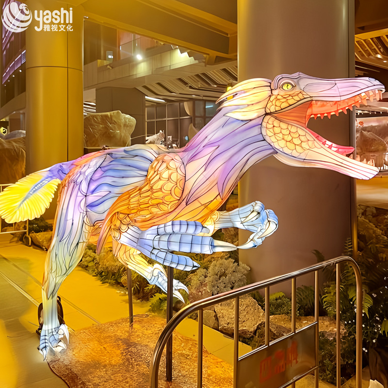 Lifelike Dinosaur Sculptures with LED Outdoor Lighting - Perfect for Theme Parks and Outdoor Decor
