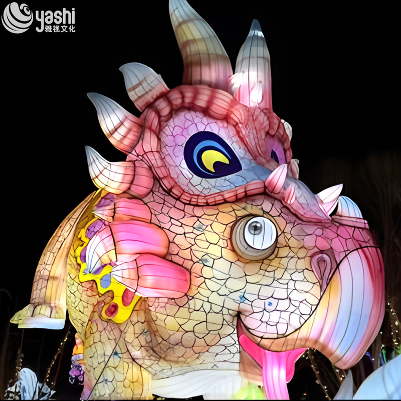 Custom Cartoon Fantasy Dragon Zigong Lantern, Giant LED Mythical Creature Light Sculpture for Outdoor Night Festival & Theme Park