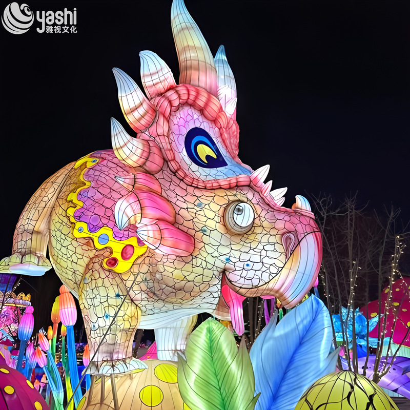 Realistic Triceratops Baby Sculpture Lighting for Outdoor and Park Decoration