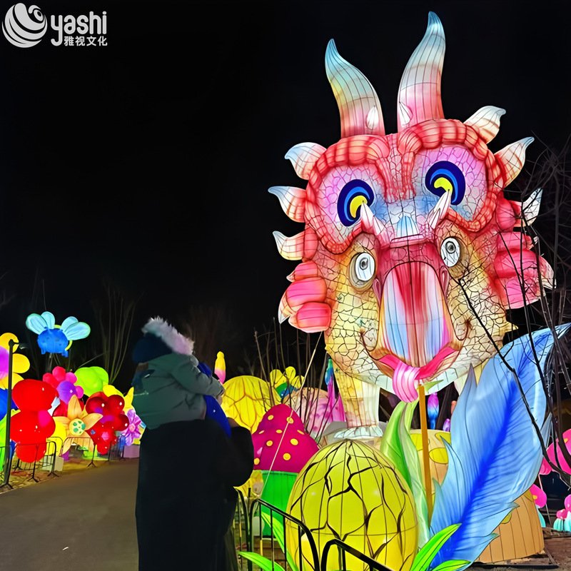Custom Cartoon Fantasy Dragon Zigong Lantern, Giant LED Mythical Creature Light Sculpture for Outdoor Night Festival & Theme Park