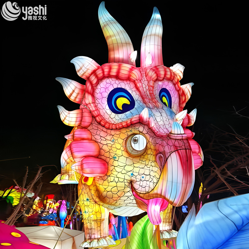Custom Cartoon Fantasy Dragon Zigong Lantern, Giant LED Mythical Creature Light Sculpture for Outdoor Night Festival & Theme Park