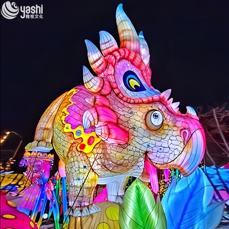 Realistic Triceratops Baby Sculpture Lighting for Outdoor and Park Decoration