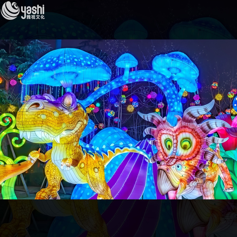 Realistic T-Rex Dinosaur Sculpture Lantern for Outdoor Decoration