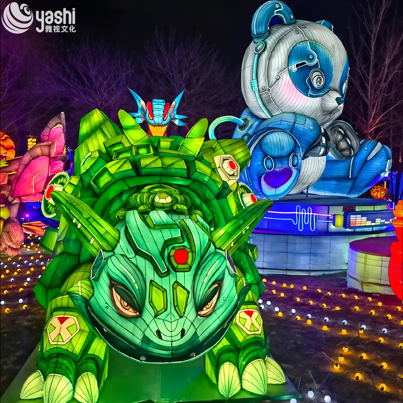 Realistic Mechanical Dragon Lantern for Outdoor Decoration - Dinosaur Park Decor