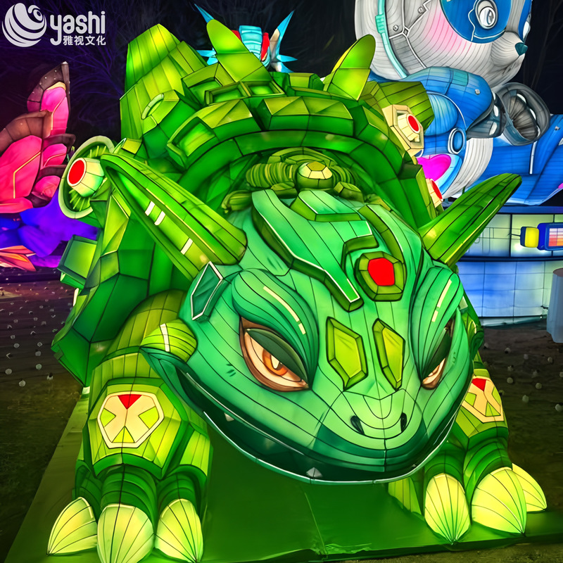 Custom Cartoon Armored Turtle Zigong Lantern, Giant LED Fantasy Creature Light Sculpture for Theme Park & Night Festival