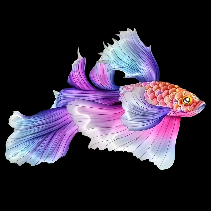 Custom Betta Fish Lantern, Colorful Gradient Siamese Fighting Fish LED Light Sculpture for Aquatic Theme Park Light Show
