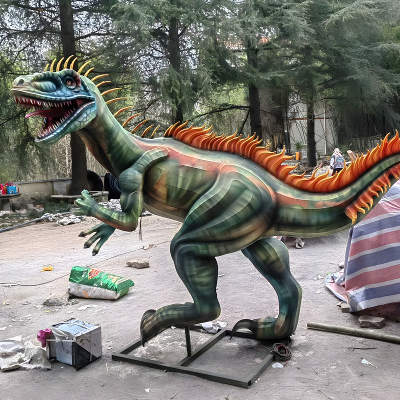 Custom Horned Dinosaur Zigong Lantern, Large Colorful LED Dinosaur Light Sculpture for Jurassic Theme Park & Festival Light Show