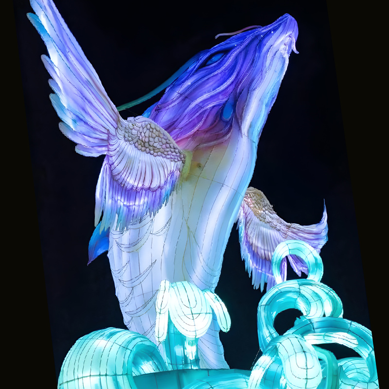 Custom Rainbow Winged Mythical Deer Zigong Lantern, Fantasy Divine Elk LED Light Sculpture for Mall & Event Decor