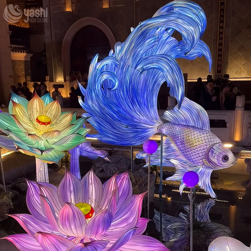 Custom Giant Betta Fish Zigong Lantern, LED Ornamental Fish Light Sculpture for Water‑Theme Night Festival